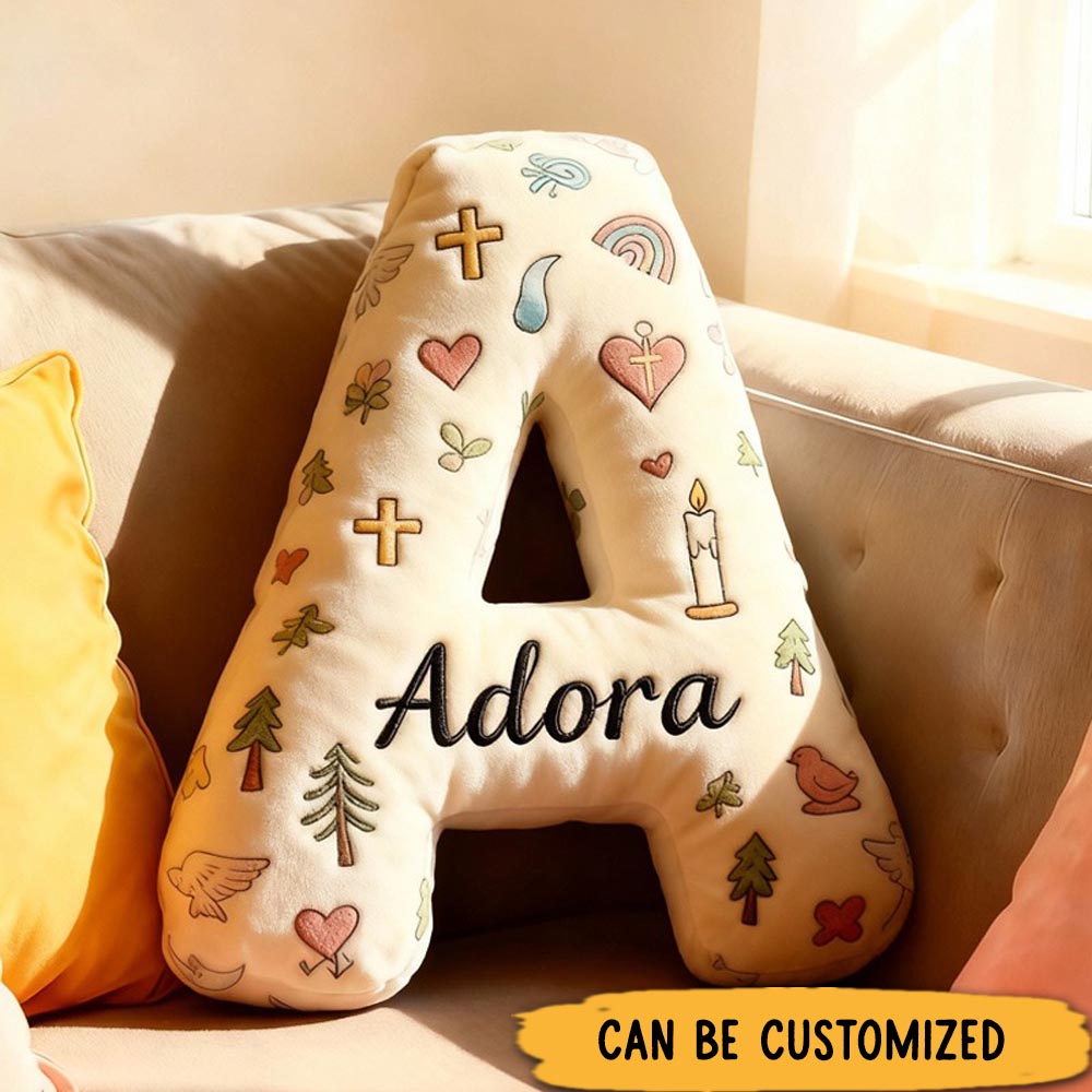 Personalized Letter Pillow Graphic 3D Print Pillow Custom Name Design Pillow for Family Kids Gift Memorial Gift