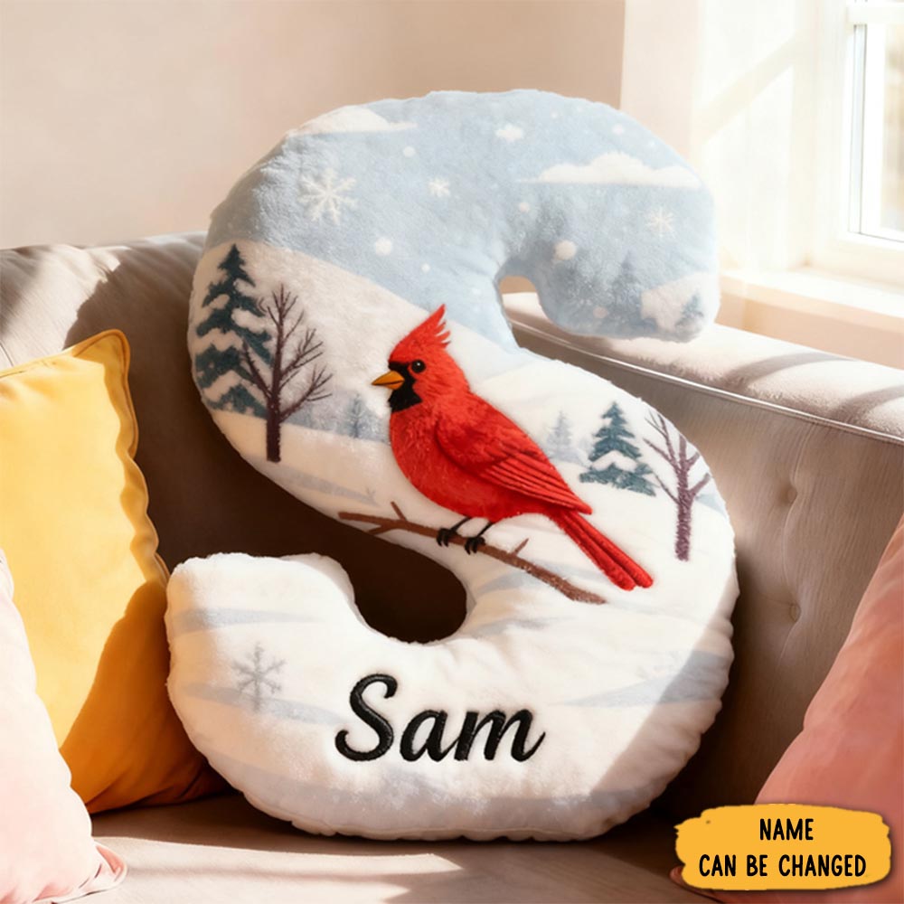 Personalized Letter Pillow Memorial Cardinal Letter Custom Name Graphic 3d Print Pillow For Family Memorial Gift Sympathy Gift