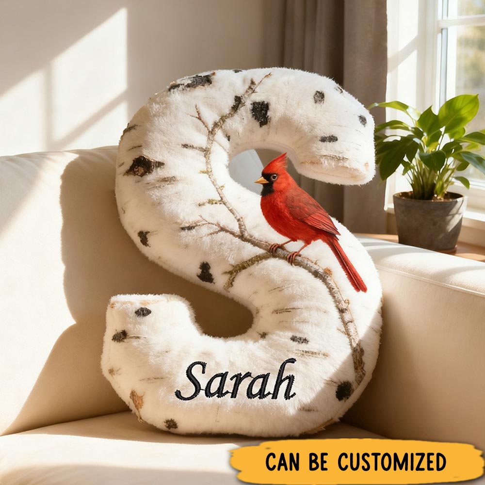 Personalized Letter Pillow Memorial Cardinal Letter Graphic 3D Print Custom Name Design Pillow for Family