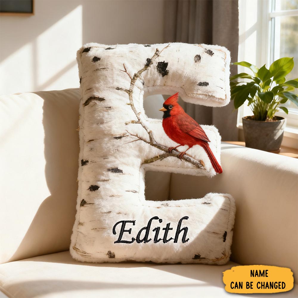 Personalized Letter Pillow Memorial Cardinal Letter Graphic 3d Print Custom Name Design Pillow For Family