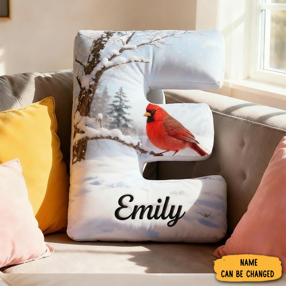 Personalized Letter Pillow Memorial Cardinal Letter Graphic 3d Print Custom Name Design Pillow For Family Memorial Gift