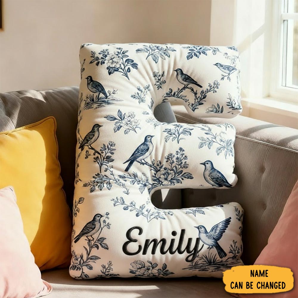 Personalized Letter Pillow Toile De Jouy Pillow Custom Name Design Pillow For Family Gift