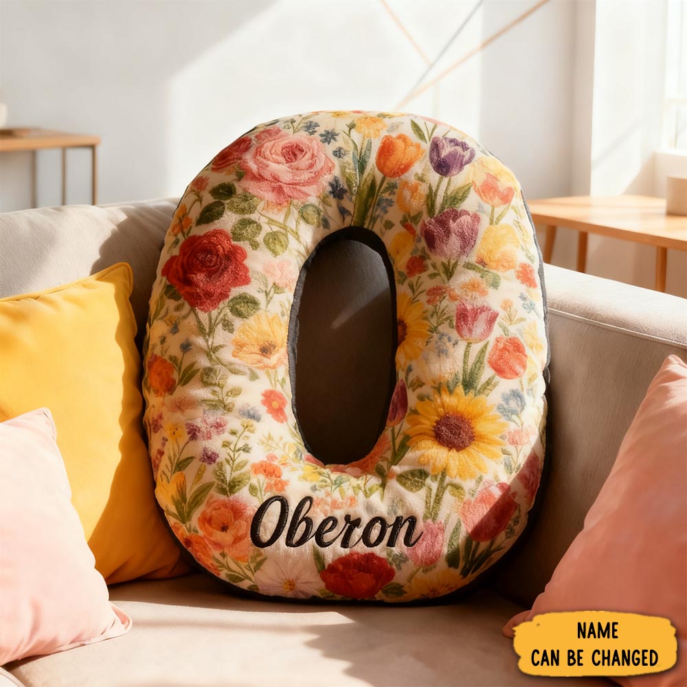 Personalized Letter Pillow With Name Graphic 3d Print Floral Design Custom Double Sided Pillow Gift For Kids Gardening Lovers Gift