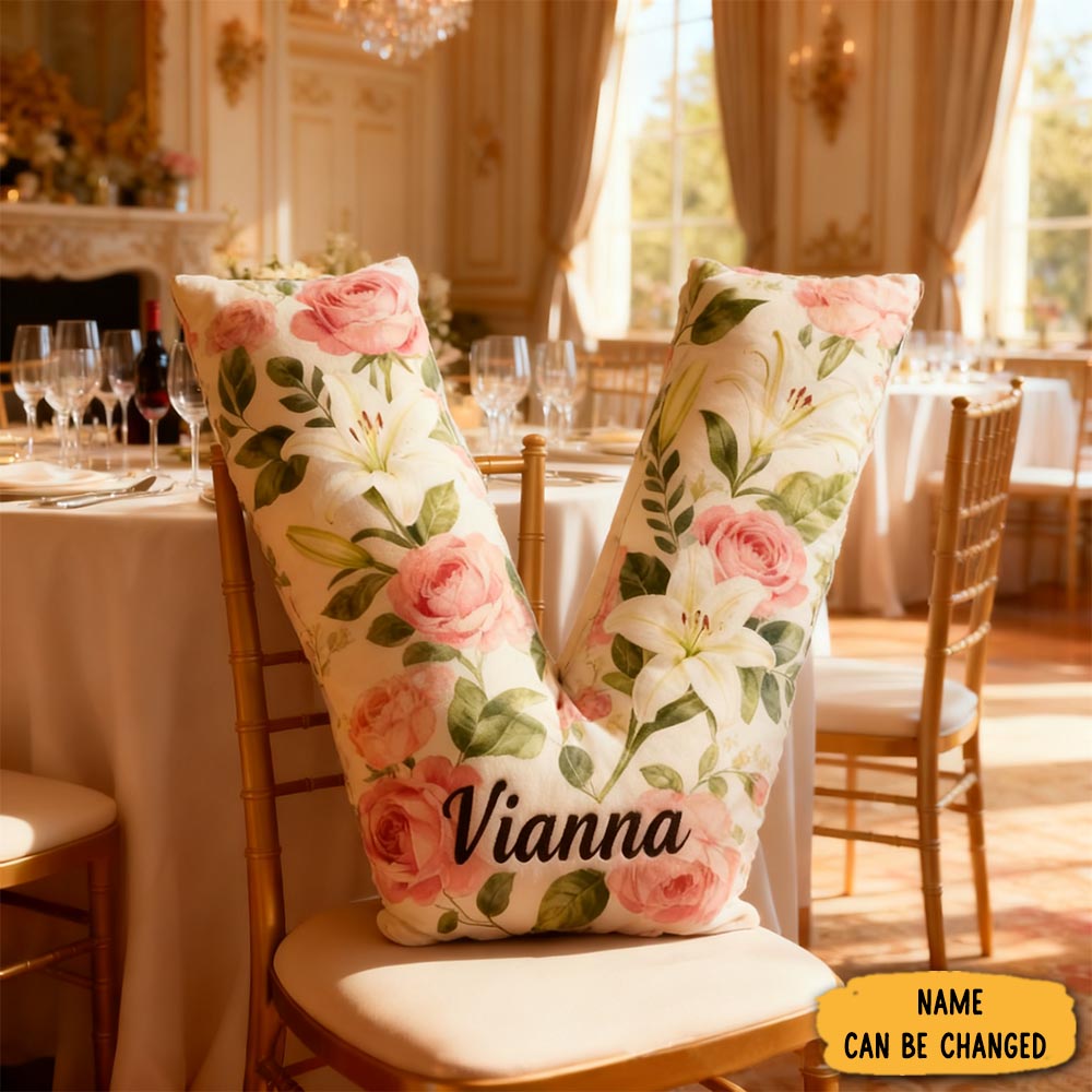 Personalized Letter Pillow With Name Graphic 3d Print Retro Floral Custom Double Sided Pillow Gift For Kids Gardening Lovers Gift