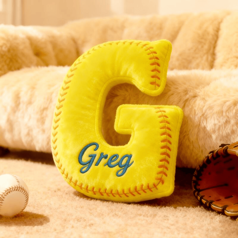 Personalized Letter Shaped Baseball Pillow New Sofa Decor Christmas Gift For Sports Enthusiasts
