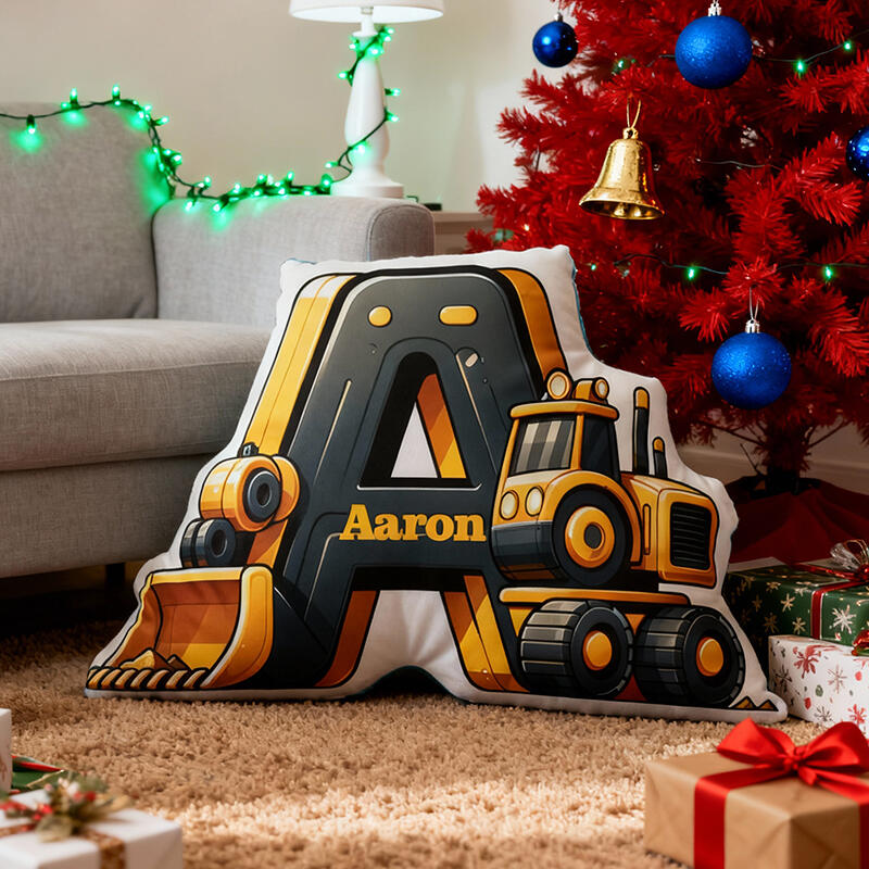 Personalized Letter With Cartoon Pattern Excavator Pillow Living Room Decor Gift For Family