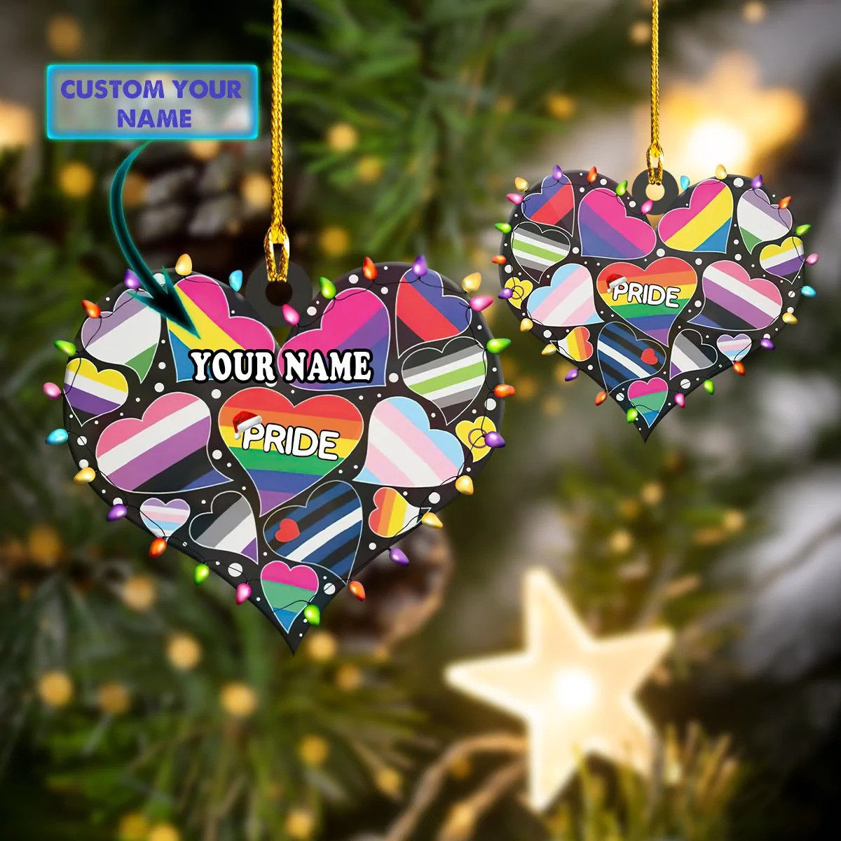 Personalized LGBTQ Christmas Ornament LGBT Pride Tree For Hanging Ornaments 2024
