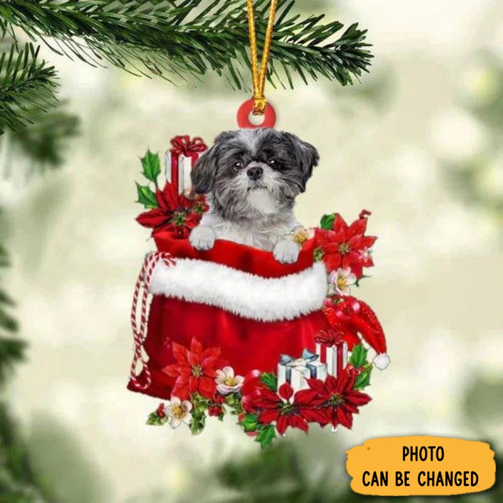 Personalized Lhasa Apso In Gift Bag Christmas Ornament Heartwarming Holiday Ornament Gift