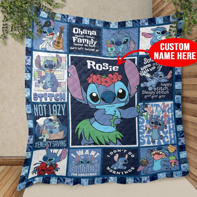 Personalized Lilo And Stitch Quilt Blanket Merchandise Unique Cute Gifts For Her