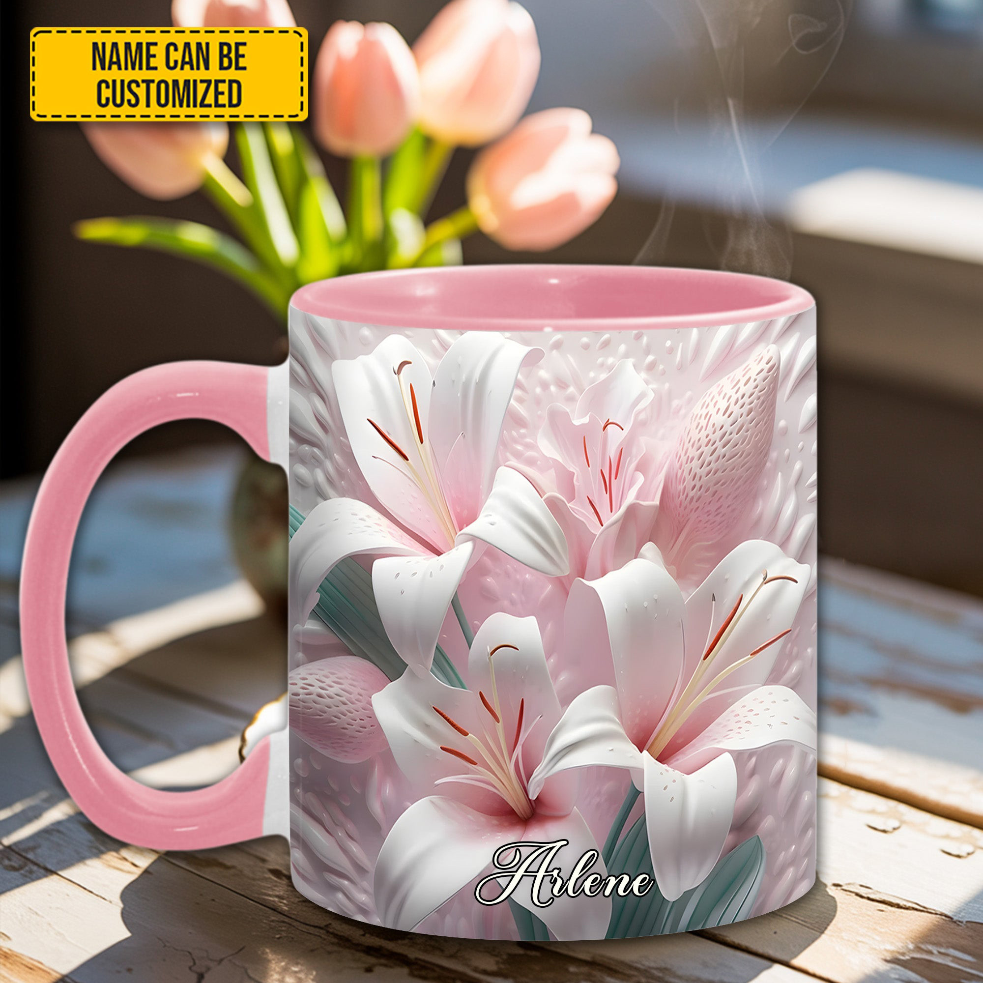 Personalized Lily Flower Mug Flower Coffee Mug Christmas Gifts For Mother