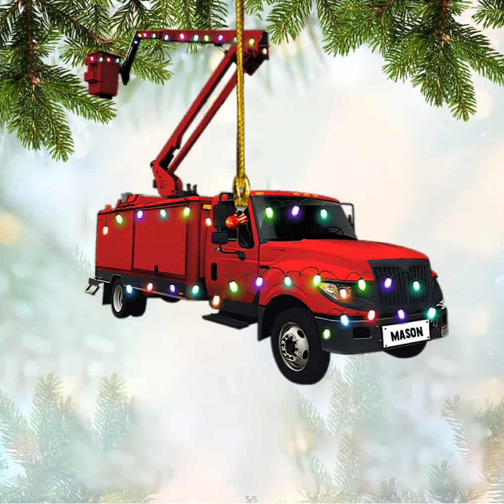 Personalized Lineman Bucket Truck Personalized Acrylic Ornament Christmas Gift For Lineman