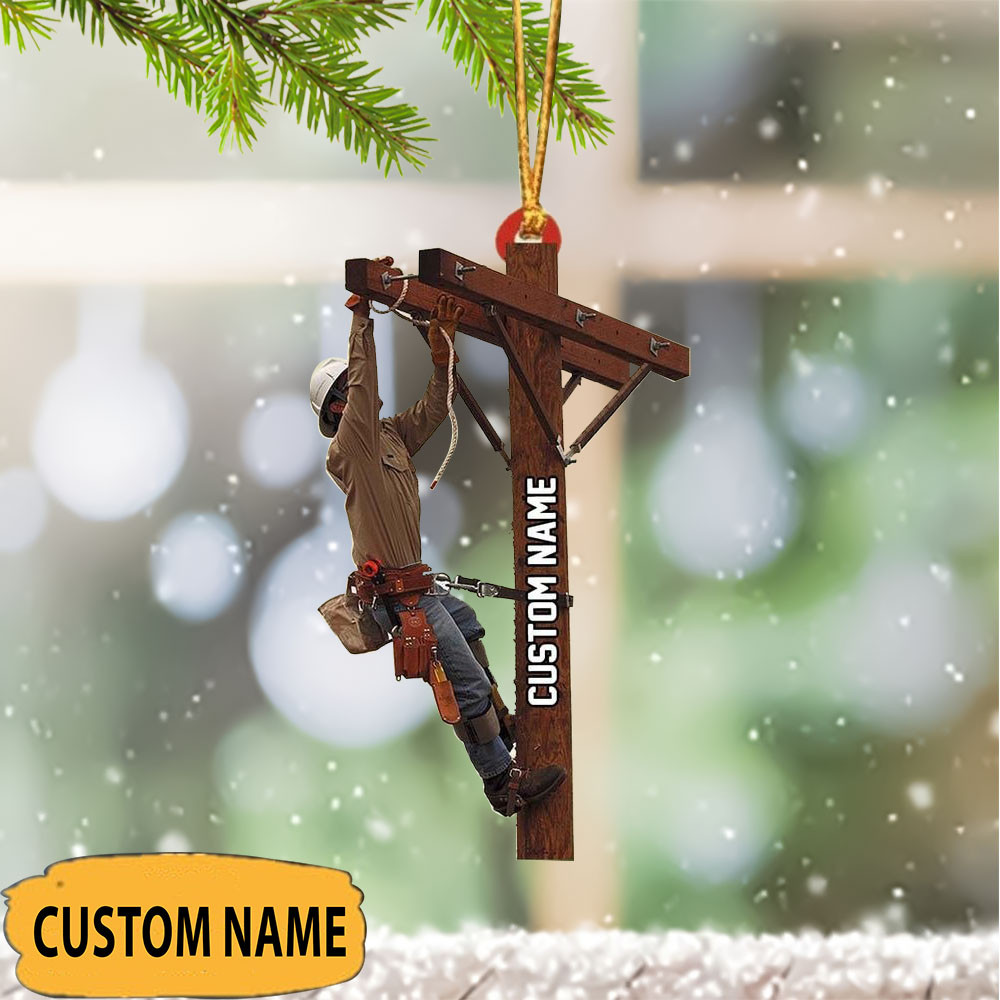 Personalized Lineman Outfit Ornament Xmas Tree Decorations Gifts For Lineman