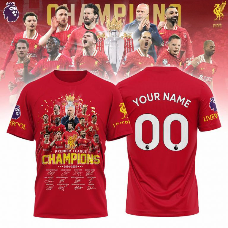Personalized Liverpool Premier League Champions 2024-2025 T-Shirt Gift For Liverpool Fans