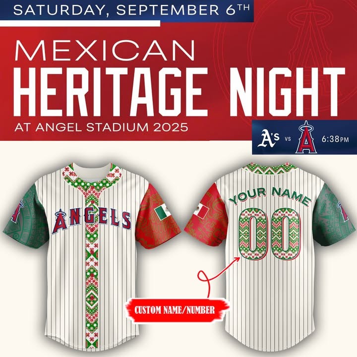 Personalized Los Angeles Angels Mexican Heritage Night 2025 Jersey Baseball Team Gift Ideas