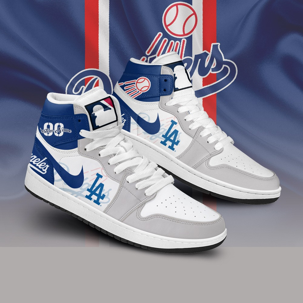 Personalized Los Angeles Dodgers MLB AJ1 Shoes Air Jordan 1 Sneakers Gifts For Dodgers Fans