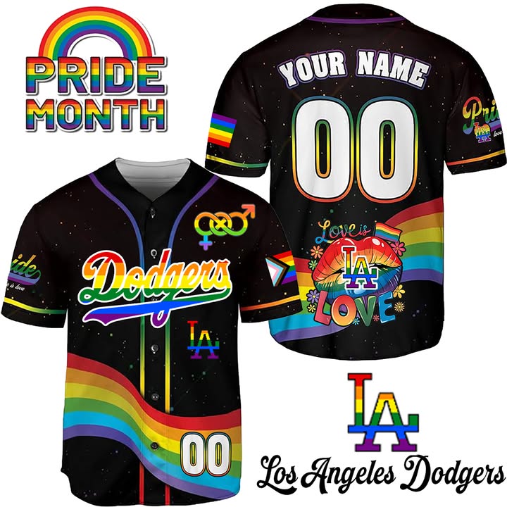 Personalized Los Angeles Dodgers Pride Month Jersey Dodgers Merch Baseball Father'S Day Gifts