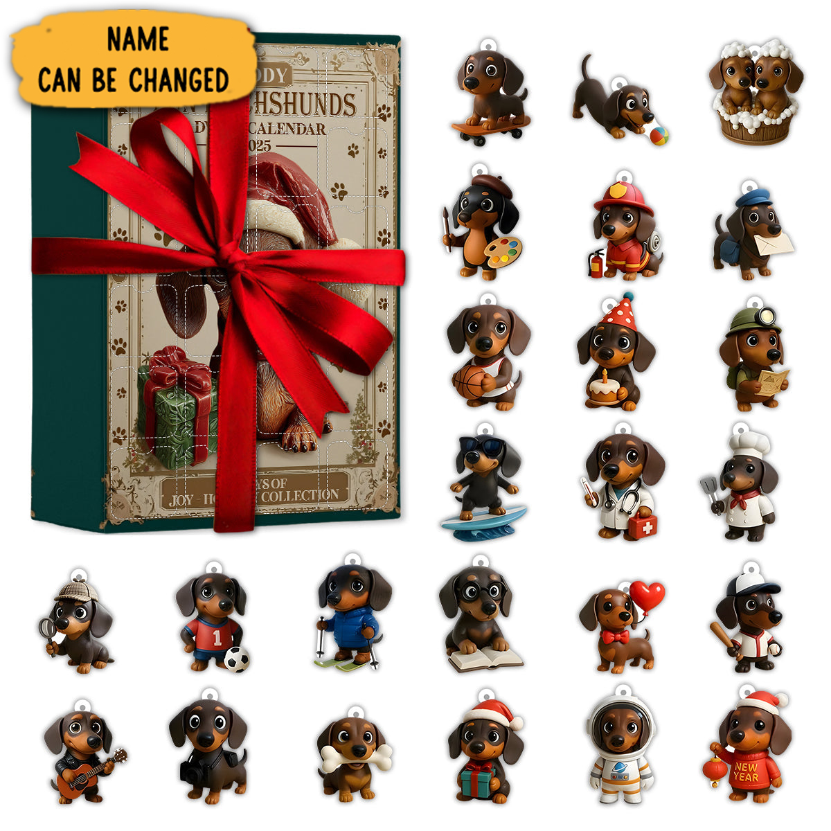 Personalized Love Dachshund Advent Calendar Dog Themed Christmas Decor Dachshund Lover Presents