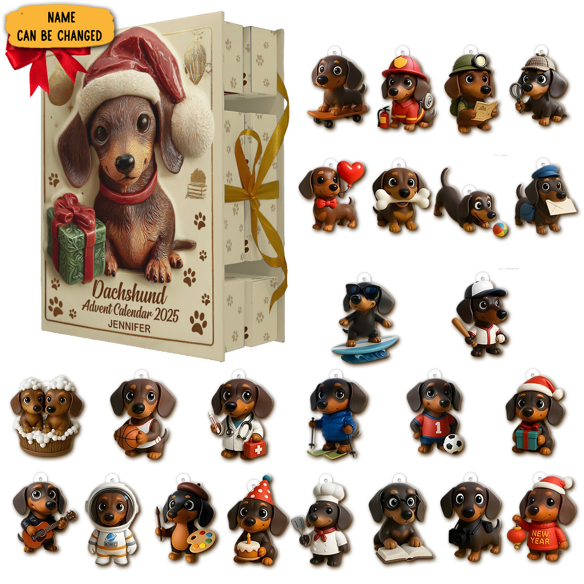 Personalized Love Dachshund Animal Themed Christmas Advent Calendar Dog Owner Xmas Gifts