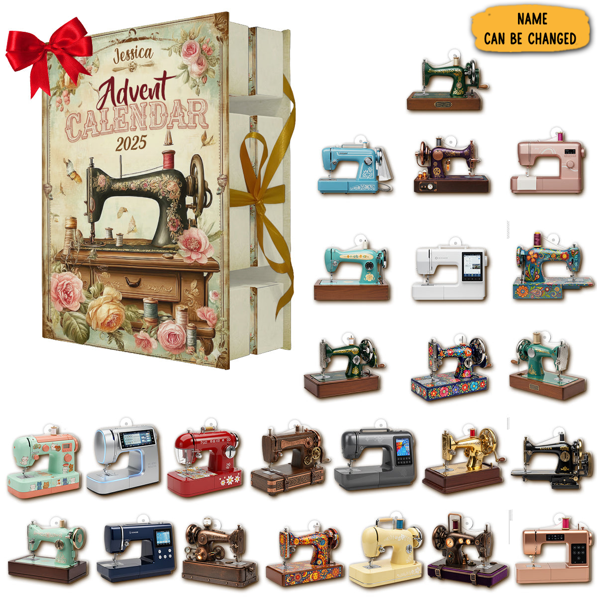 Personalized Love Sewing Folded Advent Calendar Xmas Decor Christmas Gifts For Sewing Lovers