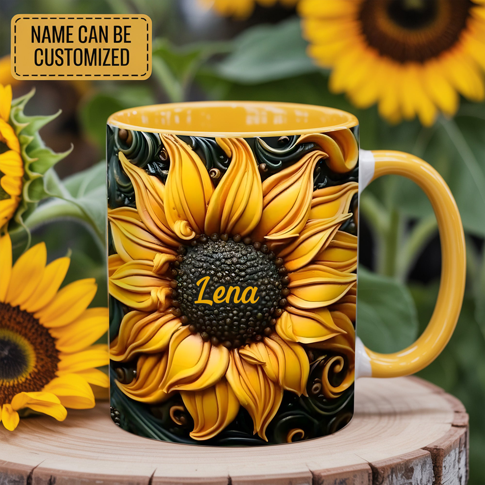Personalized Love Sunflower Mug Floral Design Kitchen Mug Sunflower Lover Gifts