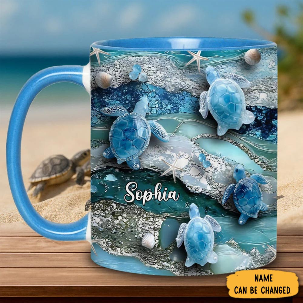 Personalized Love Turtles Mug Ocean Life Drinking Cup Unique Turtle Lovers Gifts