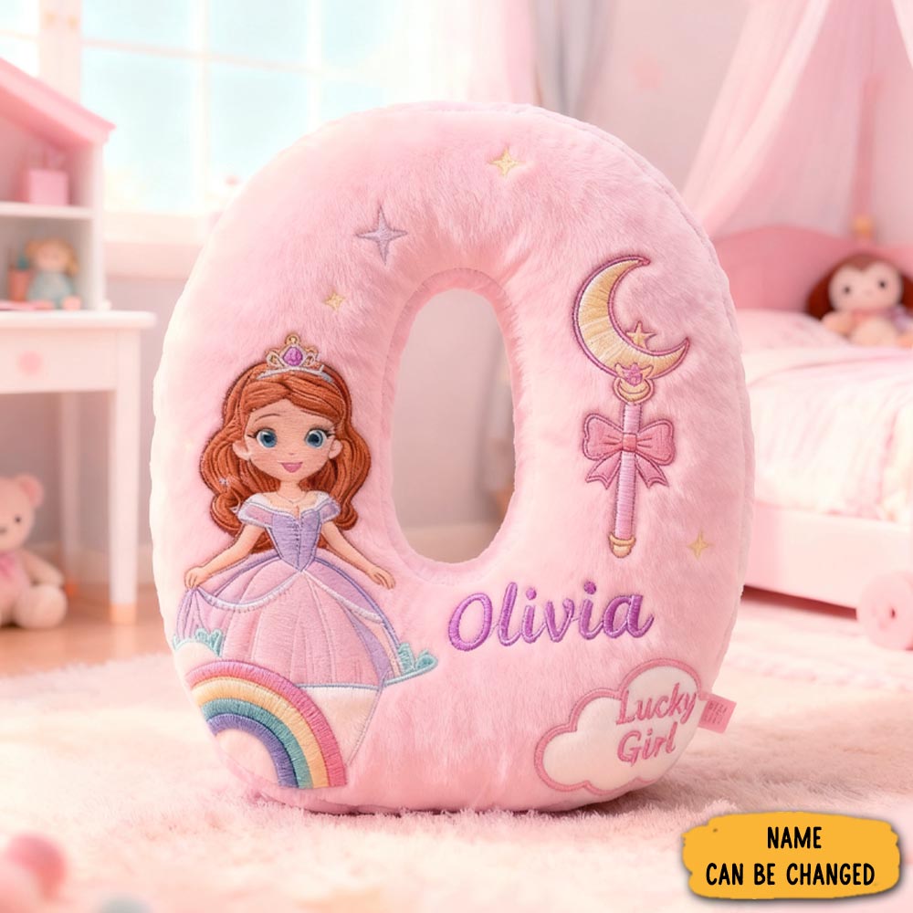 Personalized Lucky Girl With Name Graphic 3d Print Pillow Christmas Gift For Kids