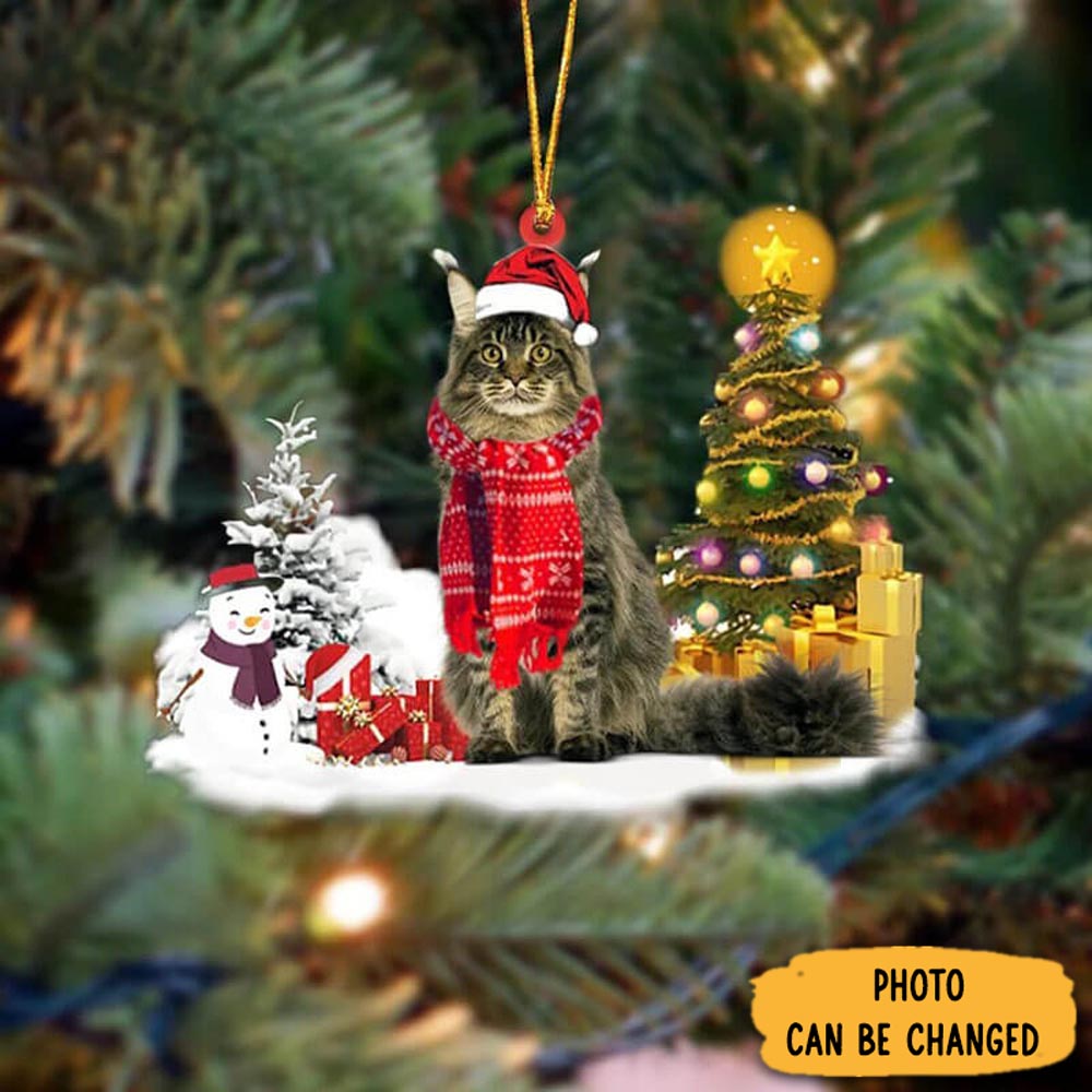 Personalized Maine Coon Cat Christmas Ornament Memorable Anniversary Ornament Keepsake