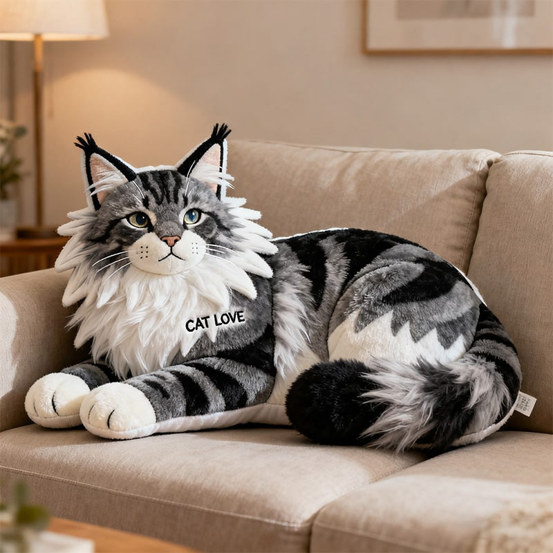 Personalized Maine Coon Cat Lying Pillow Sofa Decor Christmas Presents For Cat Lovers