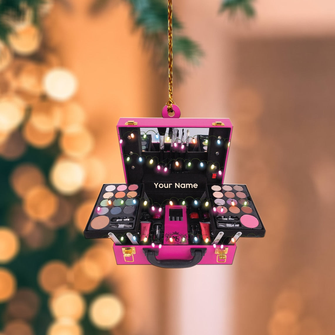 Personalized MakeUp Set Christmas Light Ornament Love Makeup Stylist Xmas Ornament Decor MakeUp Set Lover tree Hanging Ornament