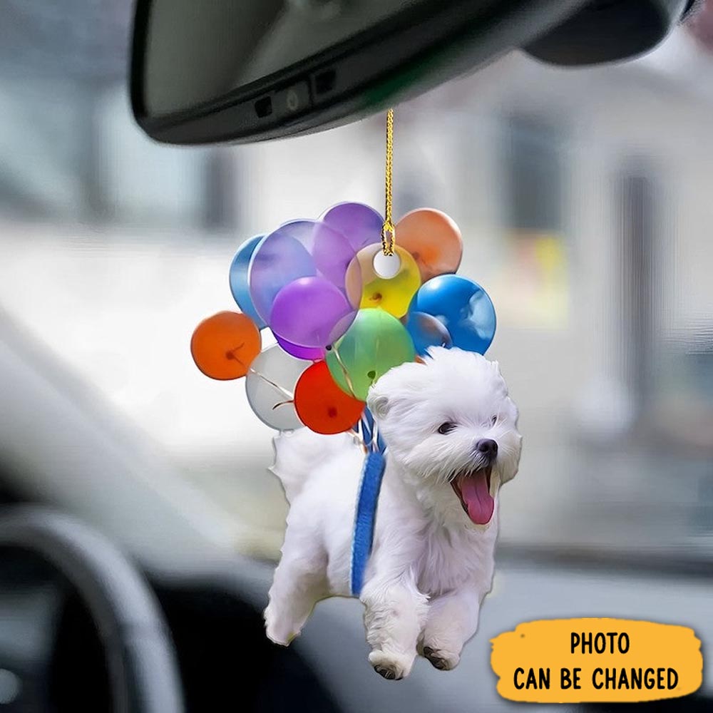 Personalized Maltese Fly With Bubbles Car Hanging Ornament Unique Ornament Gift For Friends