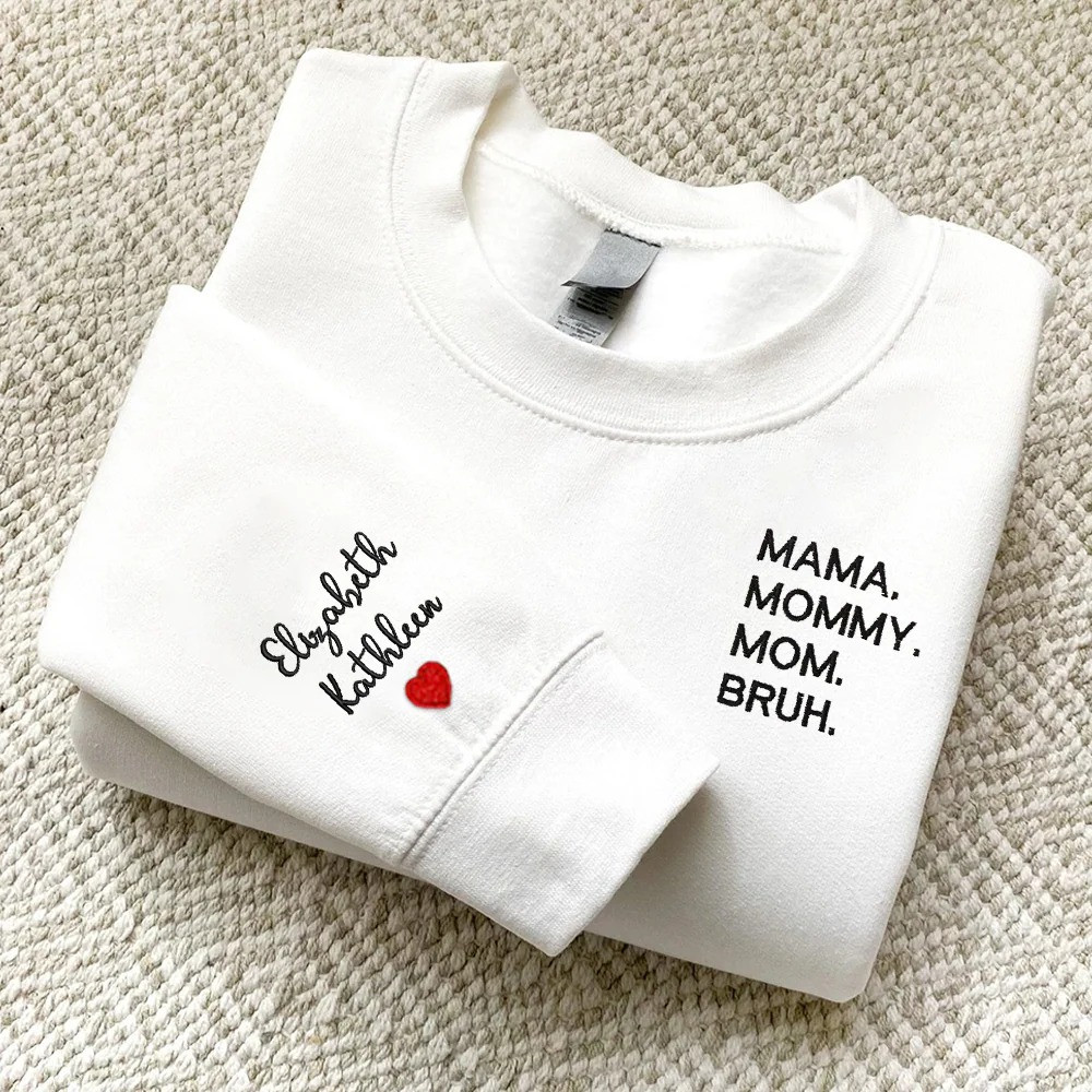 Personalized Mama Mommy Mom Bruh Sweatshirt Funny Mom Crewneck Family Humor Gift for Mom