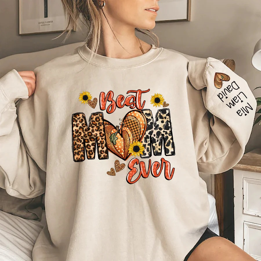 Personalized Mama Sunflower Sweatshirt Boho Mom Crewneck Trendy Floral Gift for Her