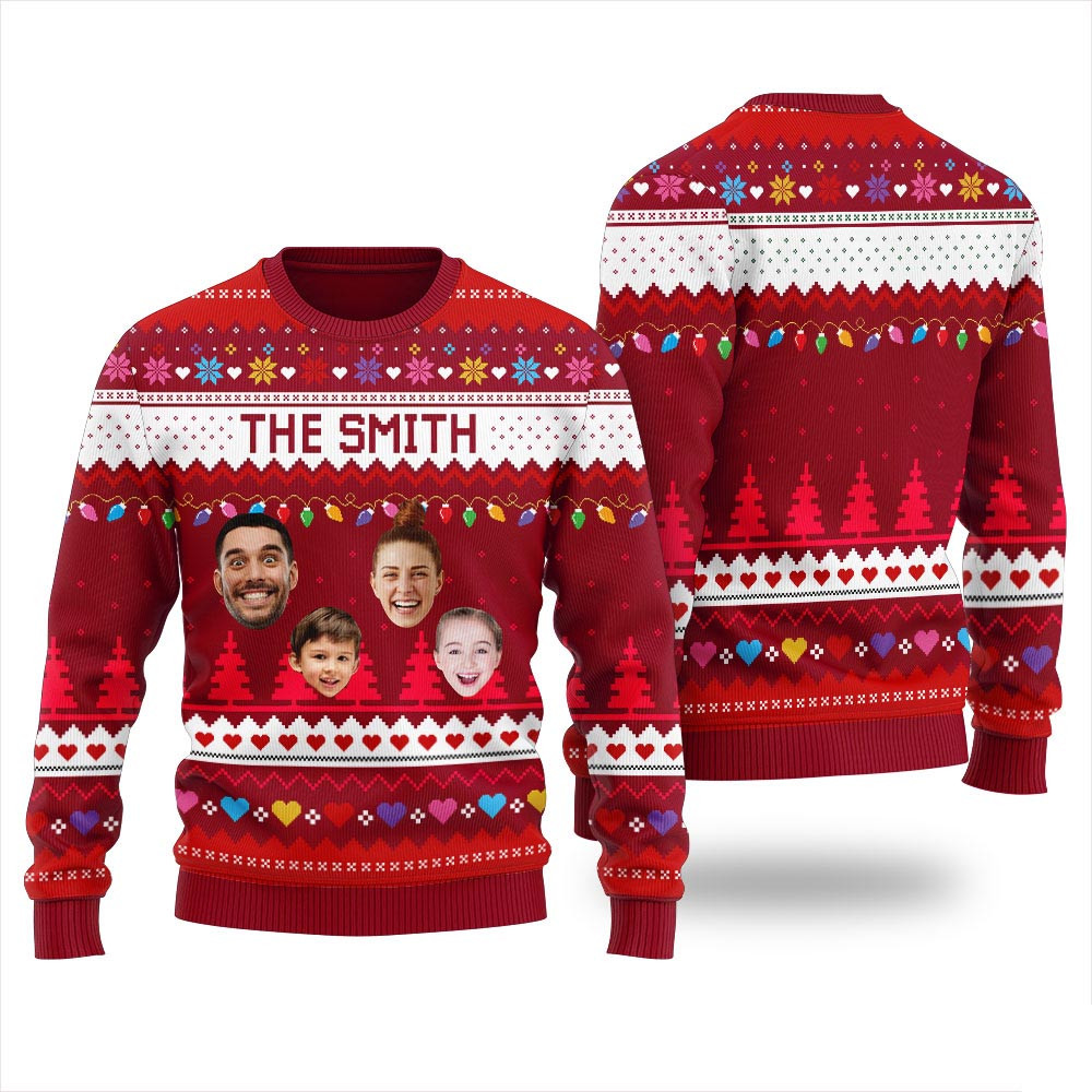 Personalized Many Faces Christmas Sweater Womens Christmas Sweaters For Men And Women
