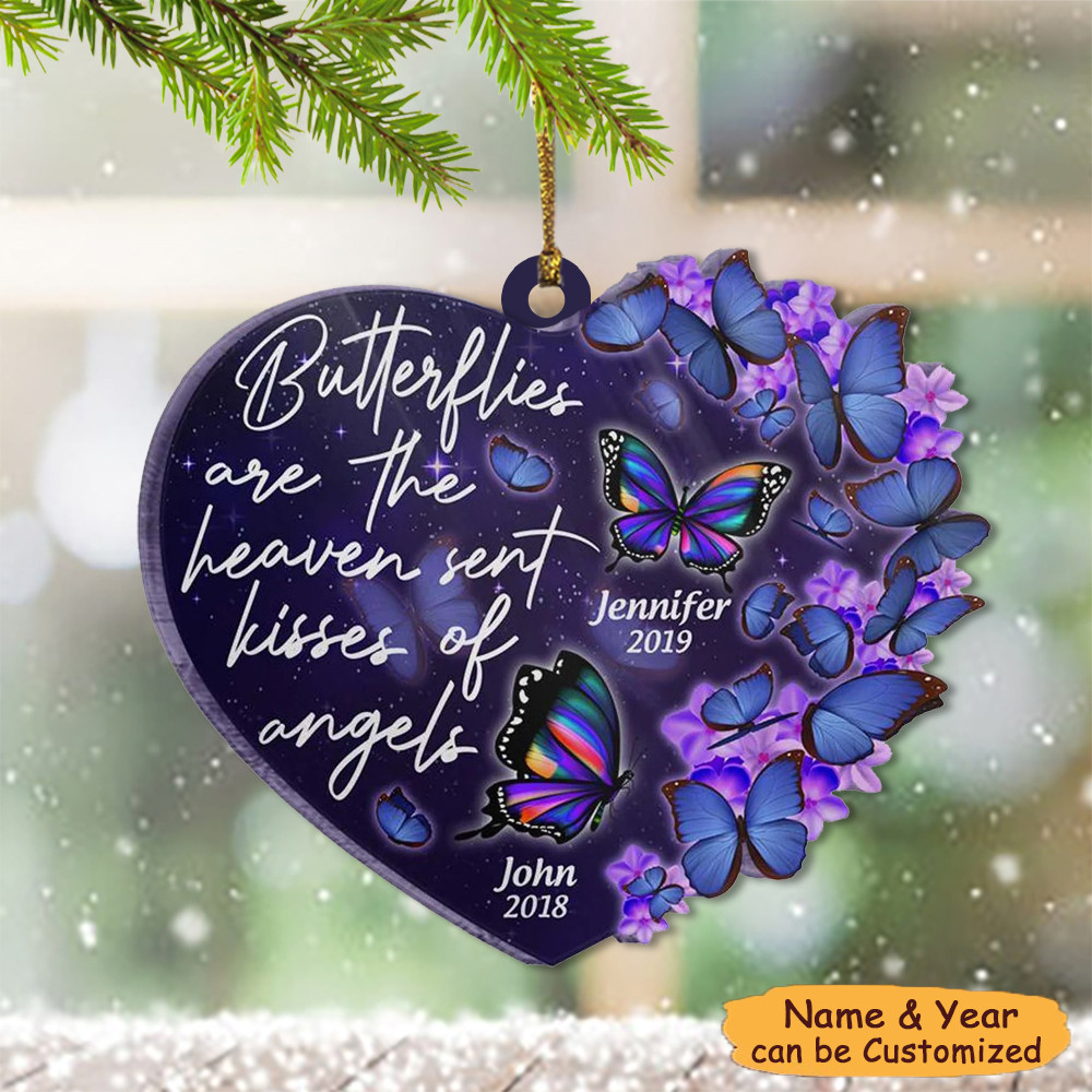 Personalized Memorial Christmas Ornament Butterflies Are Heaven Sent Kisses Of Angels