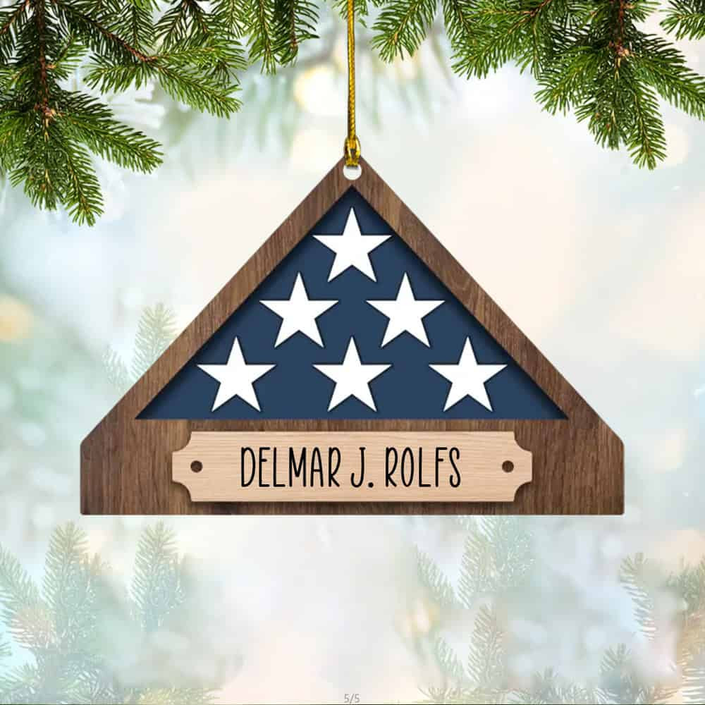 Personalized Memorial Military Flag Personalized Acrylic Ornament