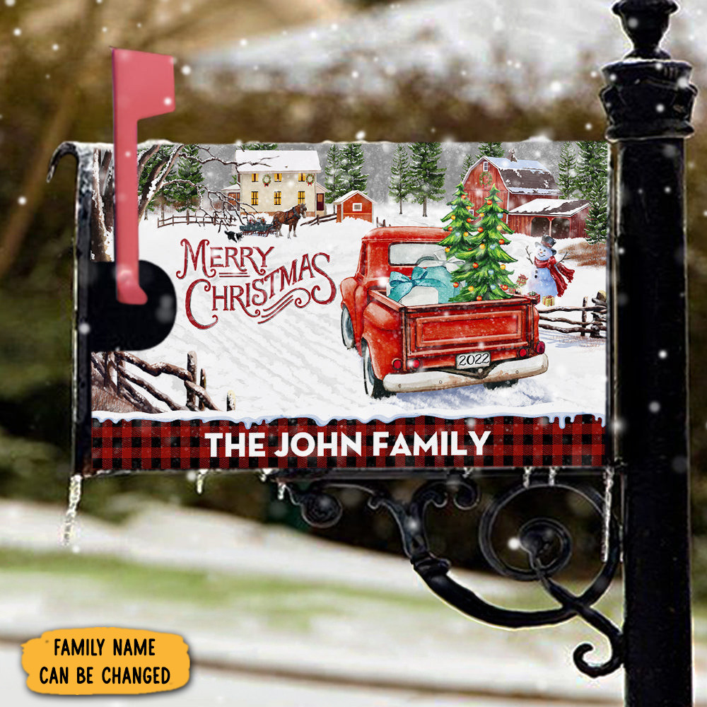 Personalized Merry Christmas Family Mailbox Cover Magnetic Christmas Decor Gifts