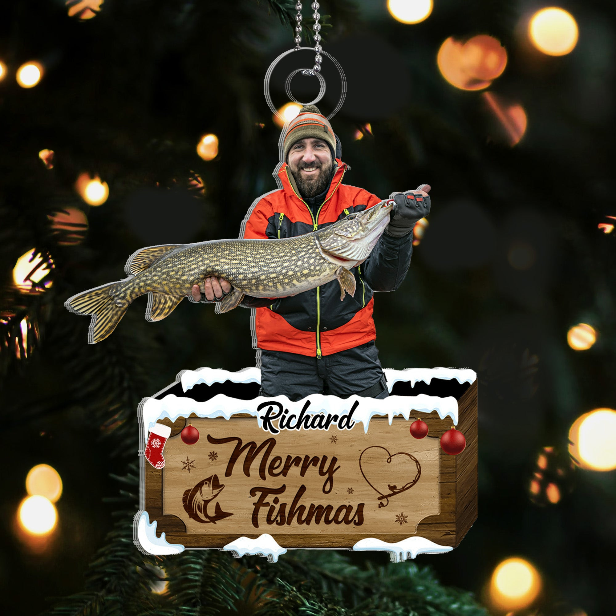 Personalized Merry Fishmas Christmas Ornament Xmas Tree Decor Fishing Presents For Him