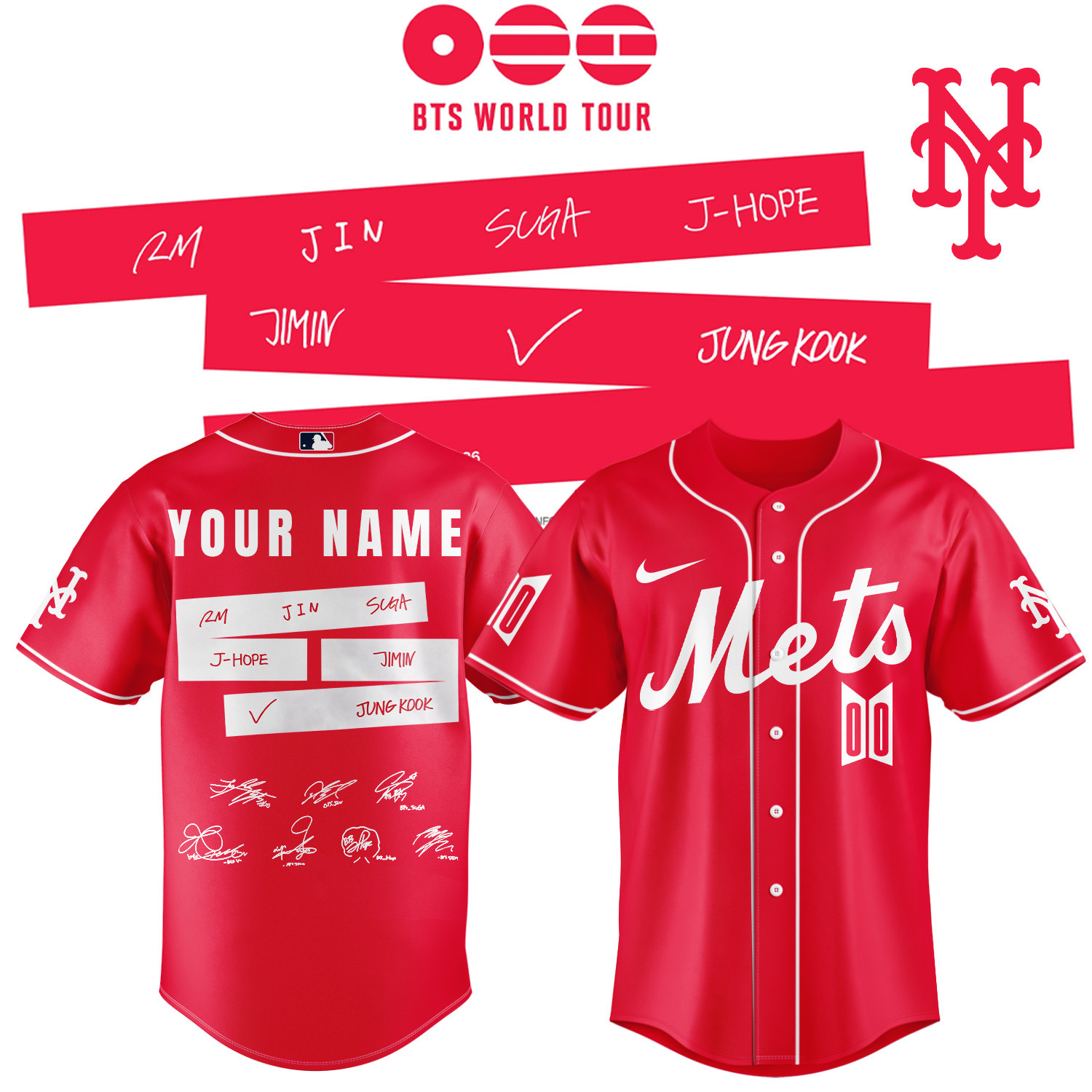 Personalized Mets x BTS Arirang World Tour 2026 Jersey Baseball Clothes Game Day Gear
