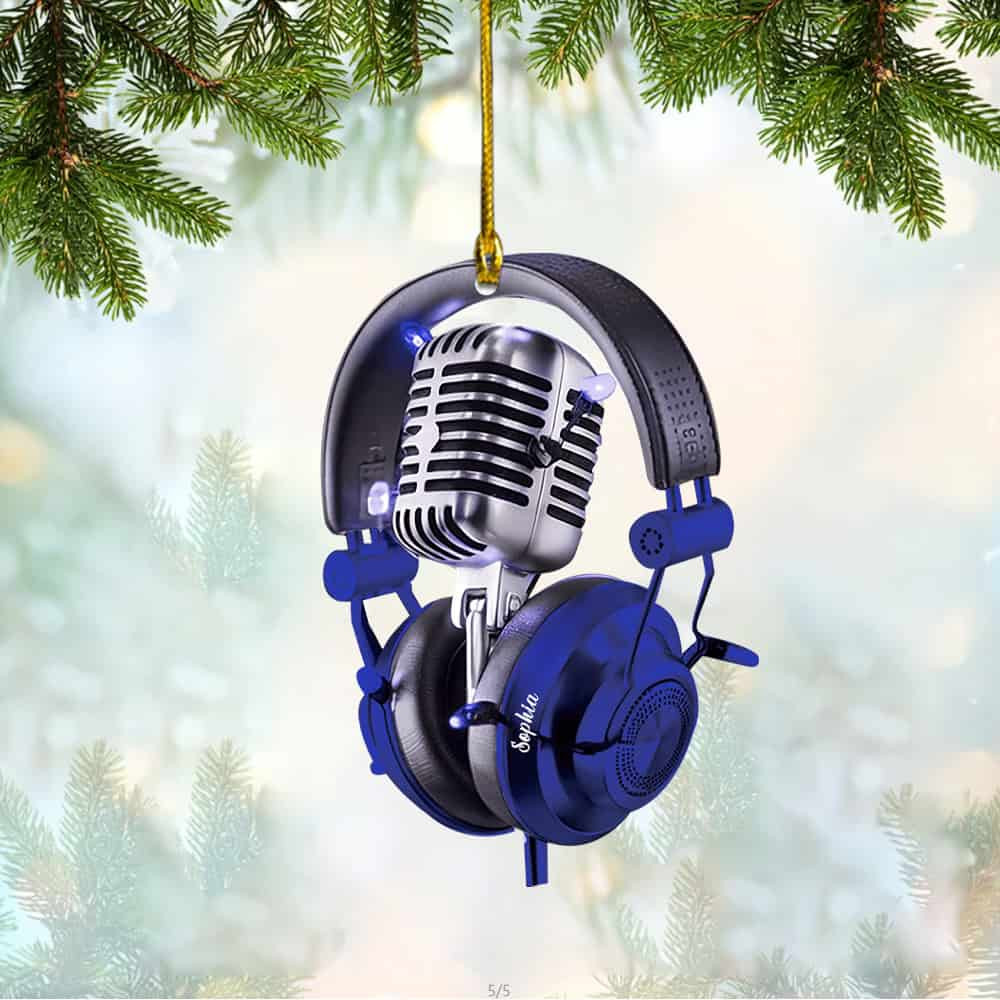 Personalized Microphone Christmas Ornament Gift For Sing Lover