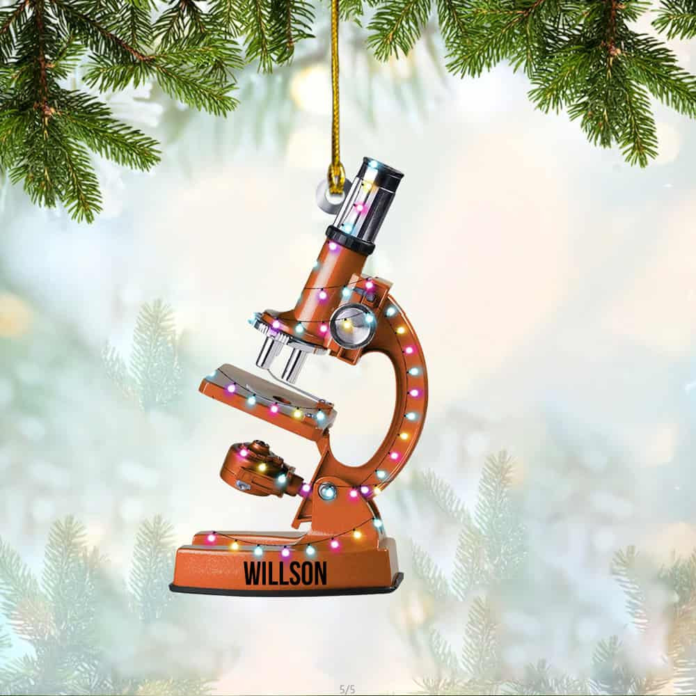 Personalized Microscope Christmas Ornament Gift For Scientist