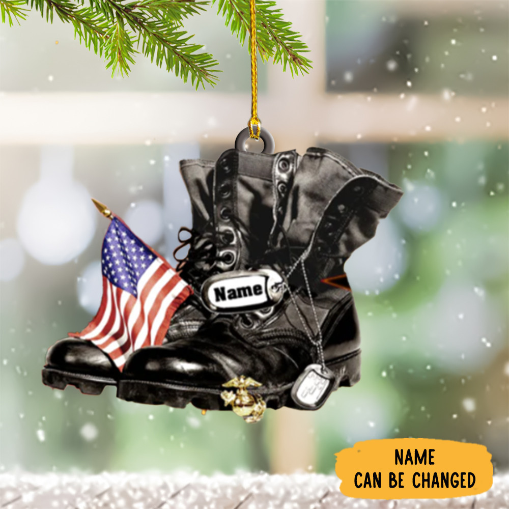 Personalized Military Boots Ornament 2024 Christmas Ornaments For Veterans Decoration Gifts