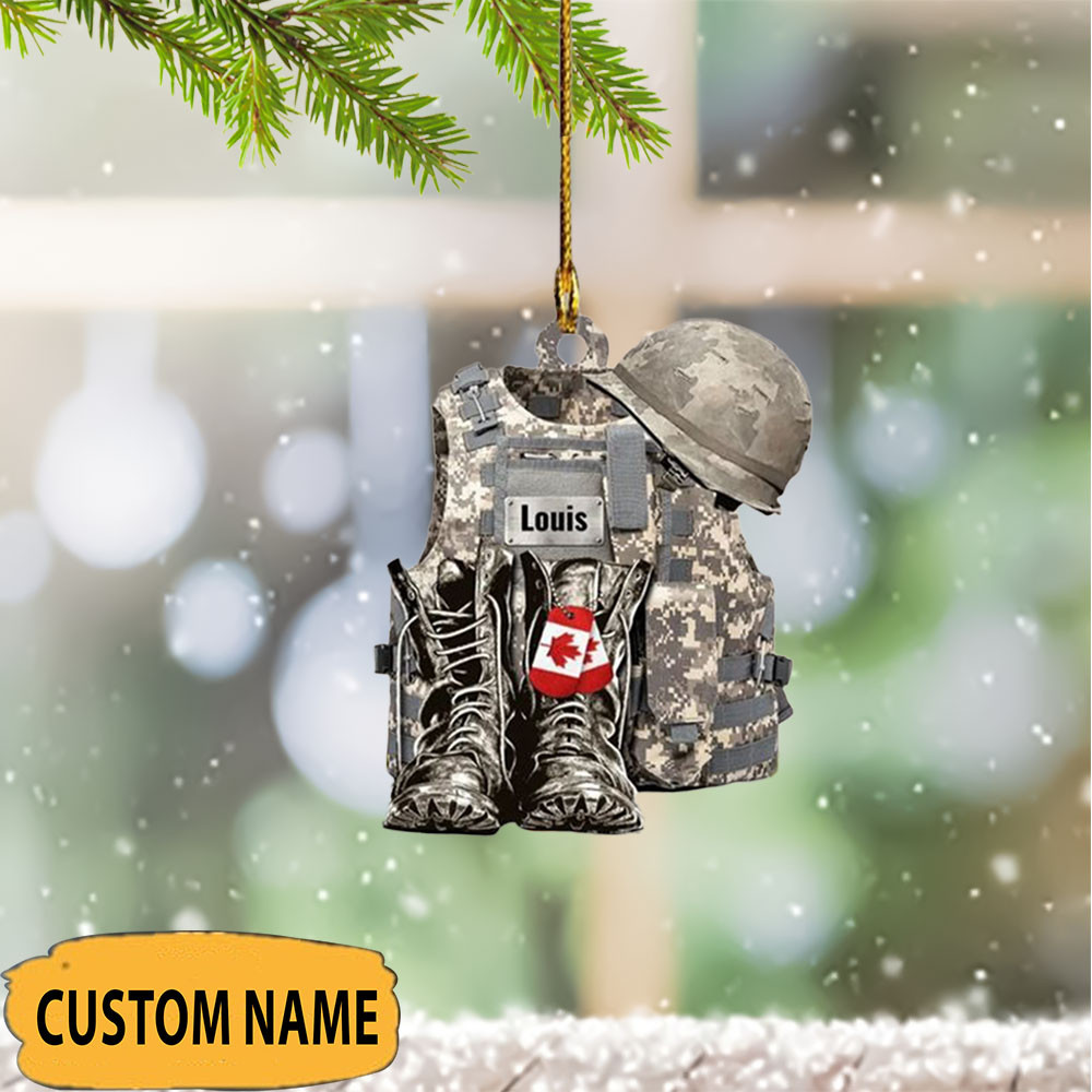 Personalized Military Uniform Canada Boots And Hat Ornament Christmas Gifts For Veterans
