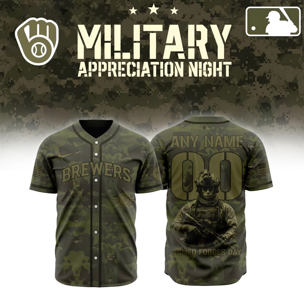 Personalized Milwaukee Brewers Military Appreciation Day Jersey Gifts For Baseball Players