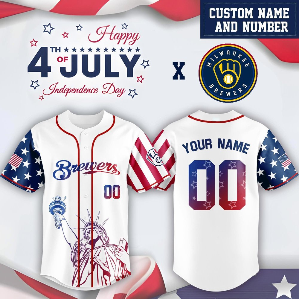 Personalized Milwaukee Brewers x Independence Day 4th Of July Limited Jersey Milwaukee Brewers Merch Best Baseball Fans Gift Ideas