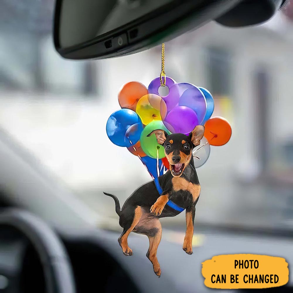Personalized Miniature Pinscher Fly With Bubbles Car Hanging Ornament Timeless Ornament For Holiday Memories