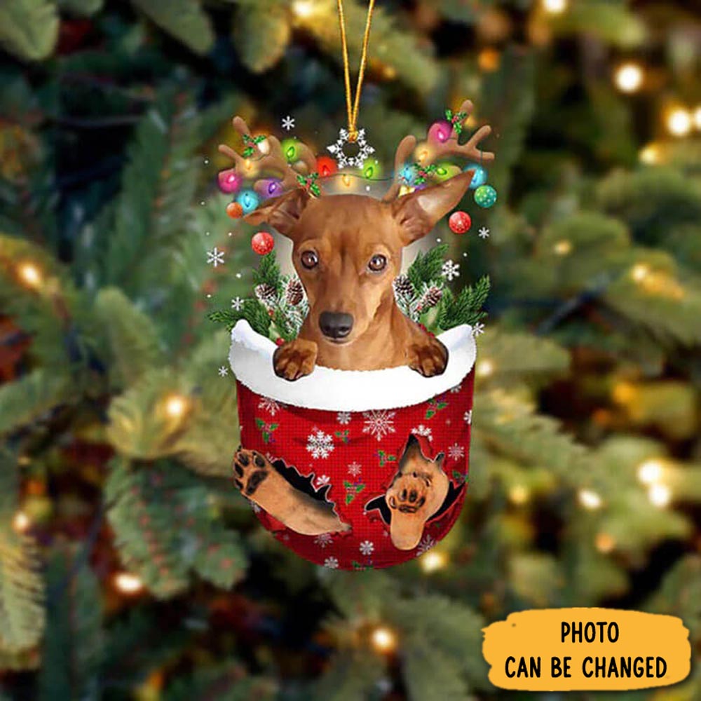 Personalized Miniature Pinscher In Snow Pocket Christmas Ornament Charming Mother's Day Ornament