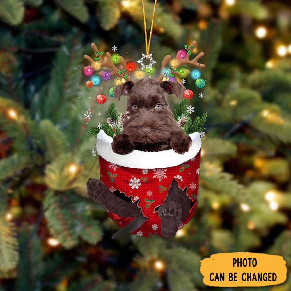 Personalized Miniature Schnauzer In Snow Pocket Christmas Ornament Heartfelt Ornament Gift For Mom