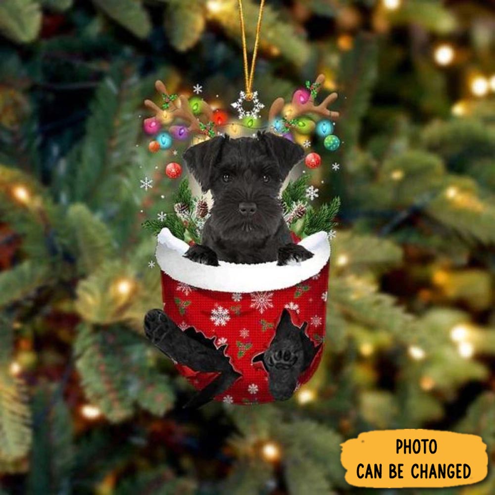 Personalized Miniature Schnauzer In Snow Pocket Christmas Ornament Lovely Ornament Gift For Him
