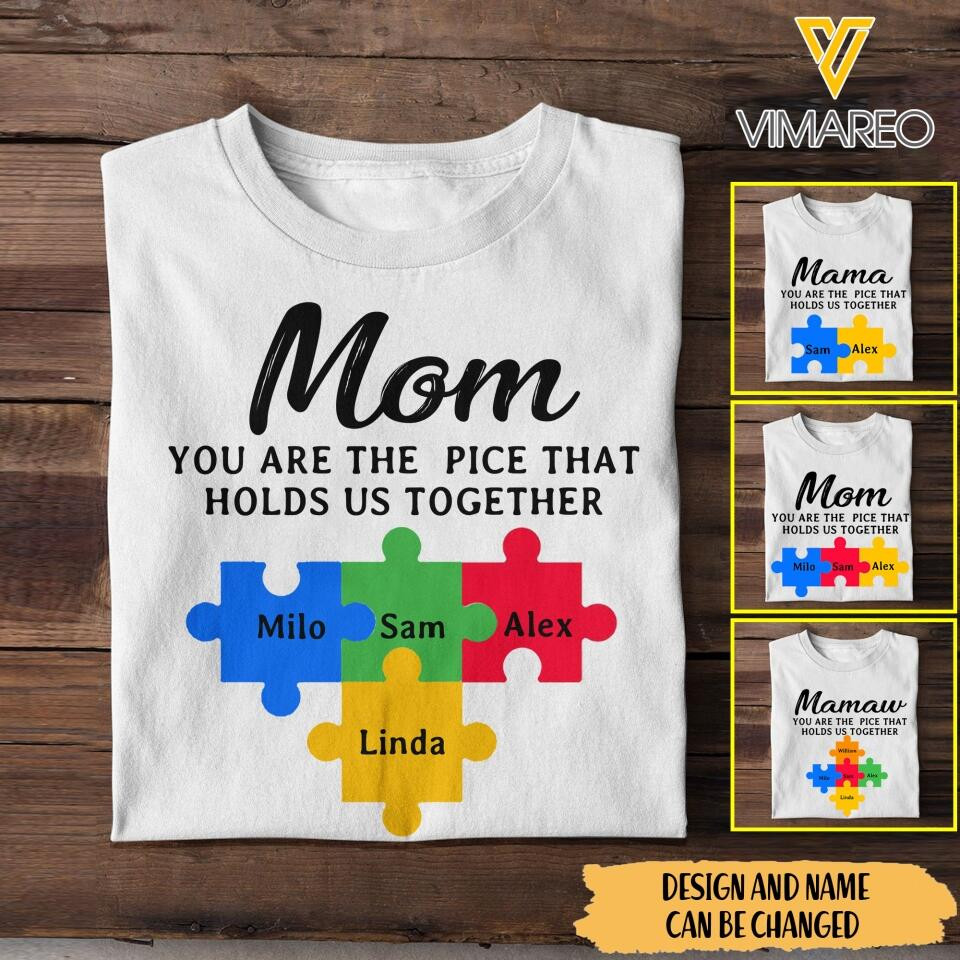 Personalized Mom You Are The Pice That Holds Us Together T-Shirt Mother's Day Shirt Gifts For Mom From Daughter