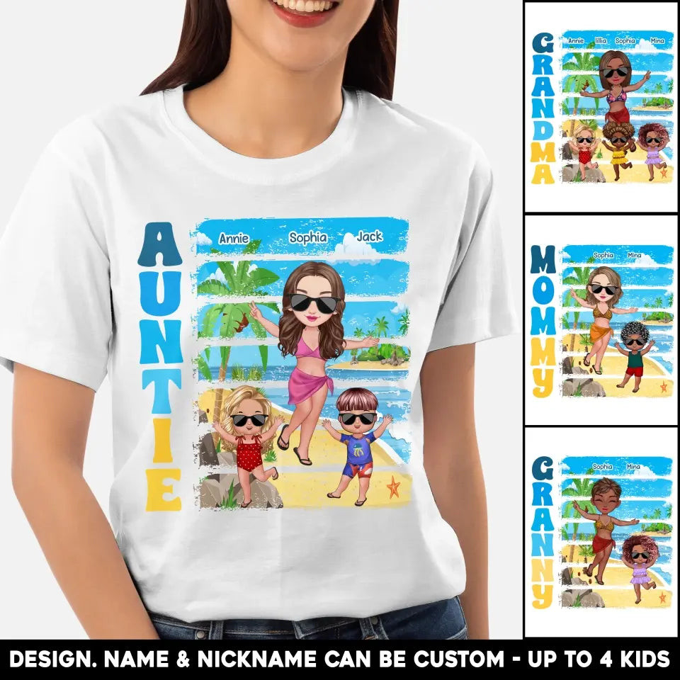 Personalized Mommy And Kid On The Beach T-Shirt Mother's Day Shirt Great Gifts For Mom